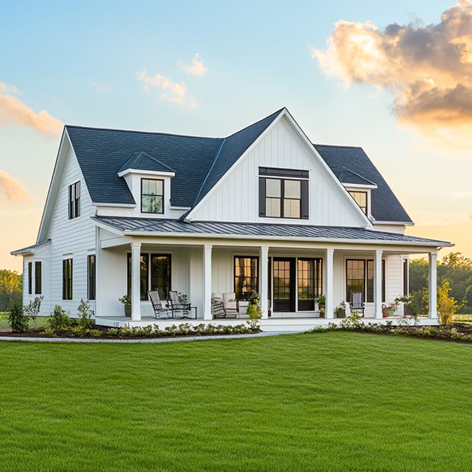 newly built custom farm style home