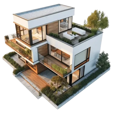 cutout of a newly built house