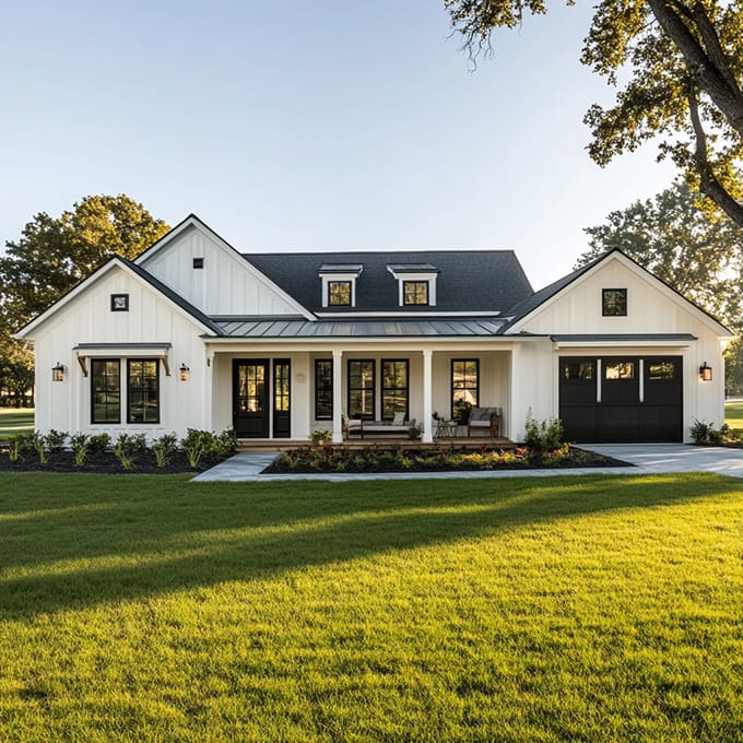 newly built farm style home