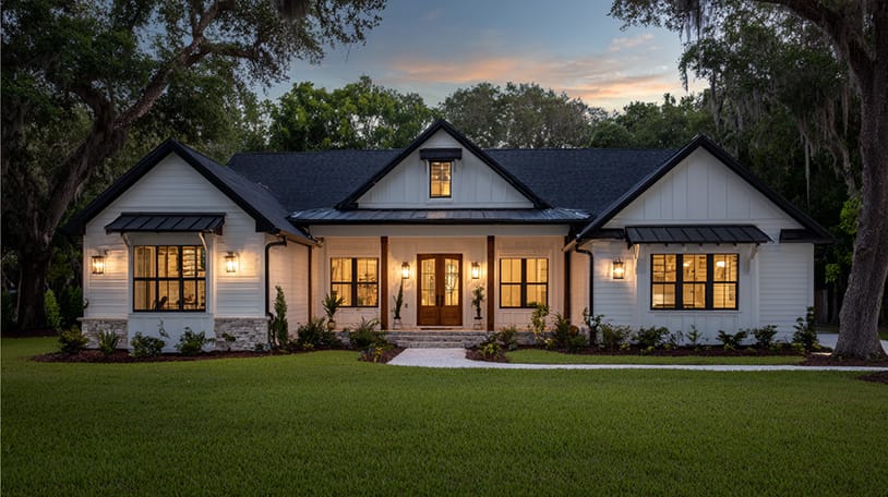 newly built farm style home in Ocala, Florida
