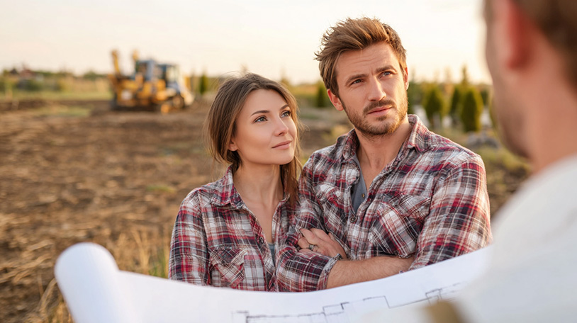 a couple working with a custom home builder